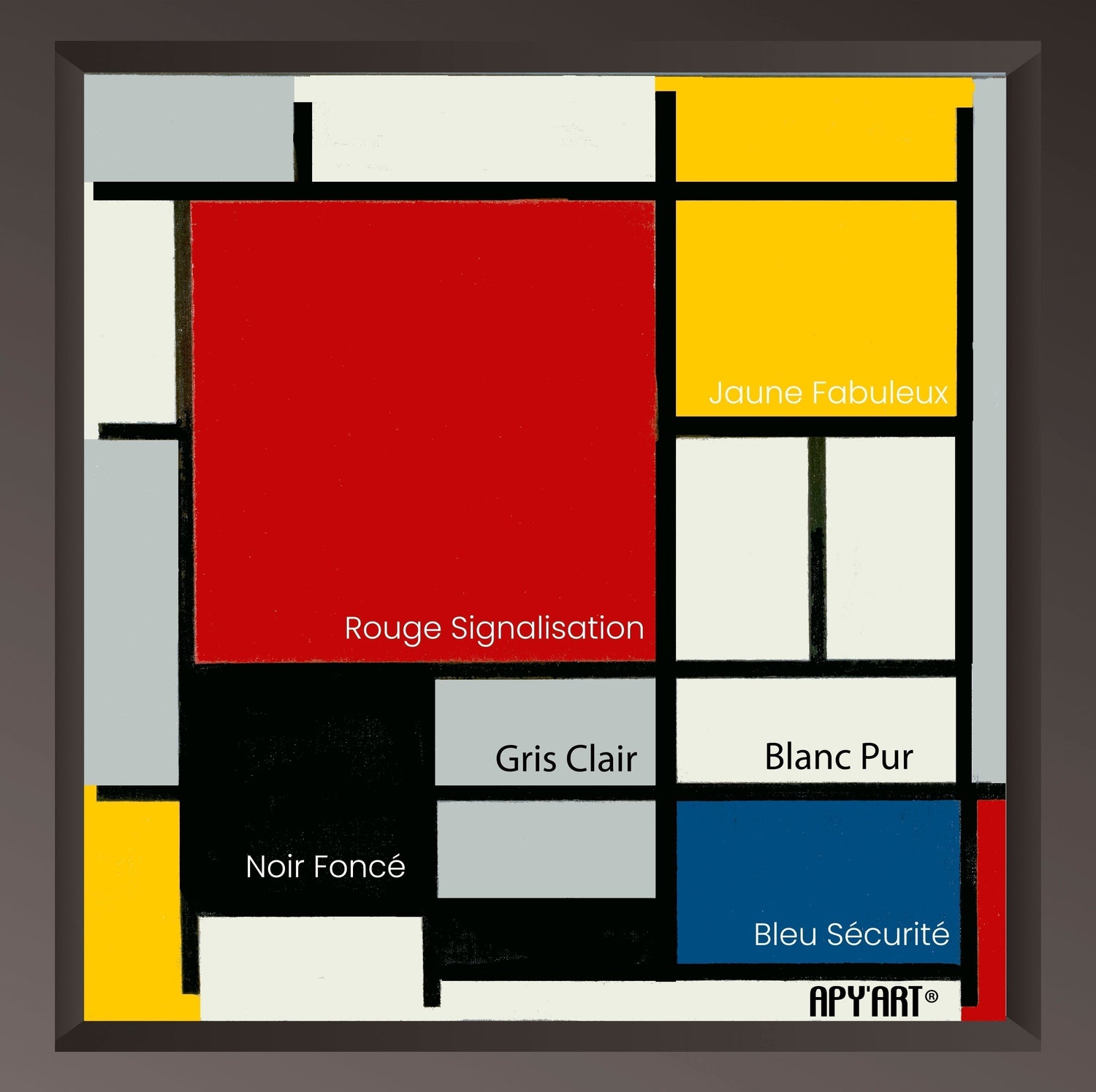 Découvrez la palette de Piet Mondrian à travers Composition avec grand plan rouge, jaune, noir, gris et bleu (1921)