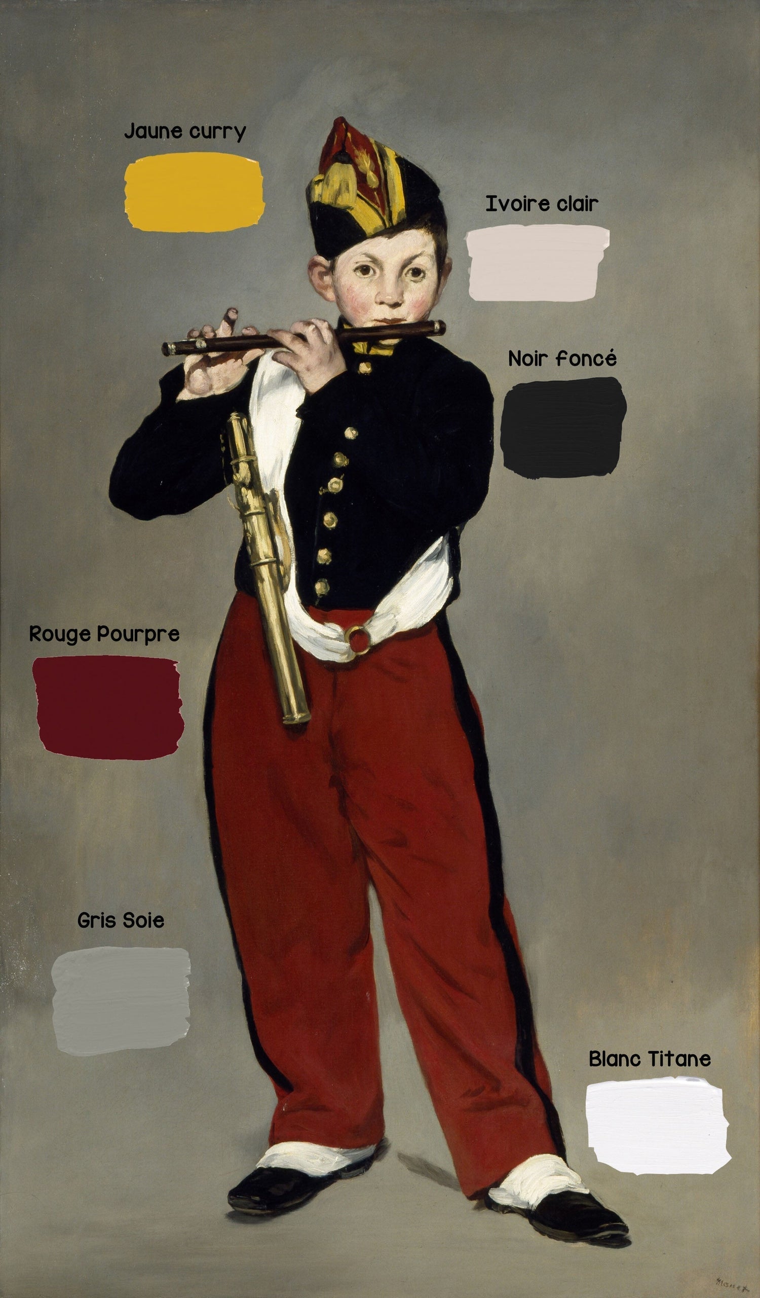 Quelles sont les couleurs dominantes  utilisées par Manet dans le Fifre?